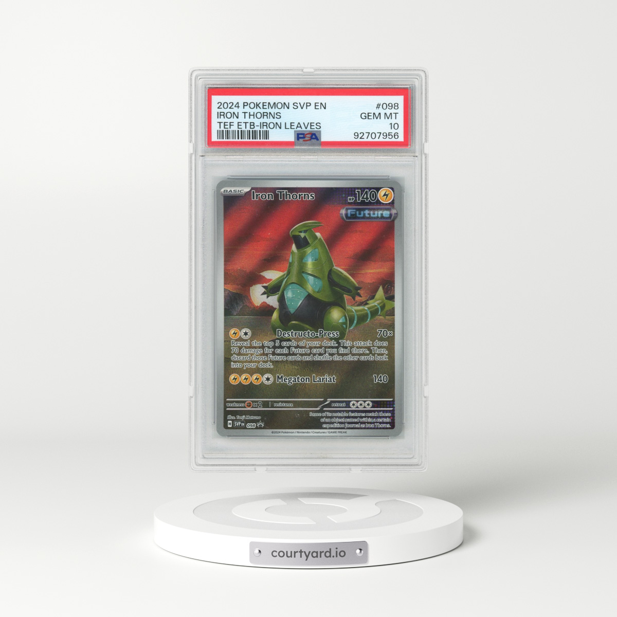 2024 Pokémon Svp EN-SV Black Star Promo #098 Iron Thorns - Temporal Forces Elite Trainer Box-Iron Leaves (PSA 10 GEM MINT)