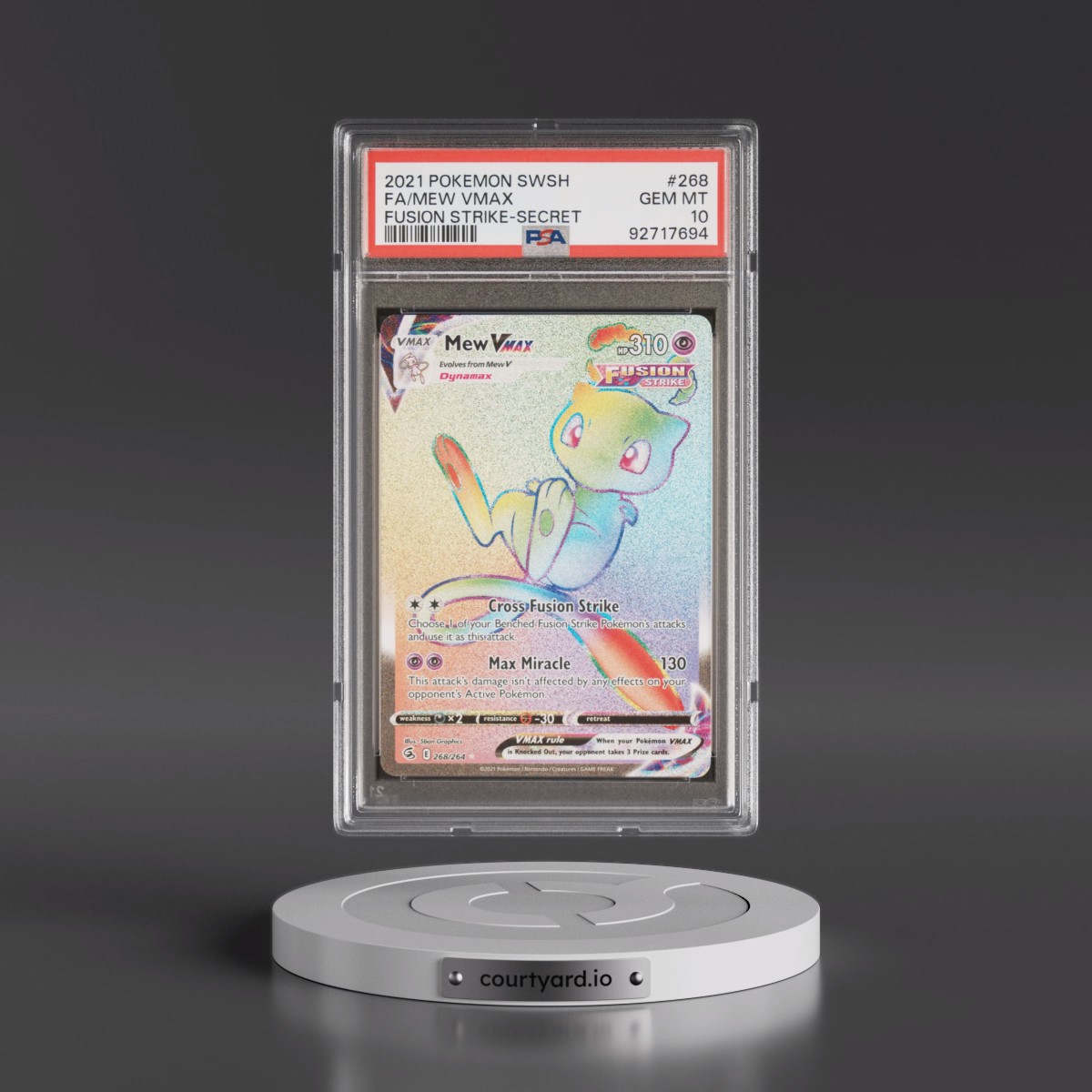 2021 Pokémon Sword & Shield Fusion Strike #268 Mew Vmax - Full Art Secret (PSA 10 GEM MINT)