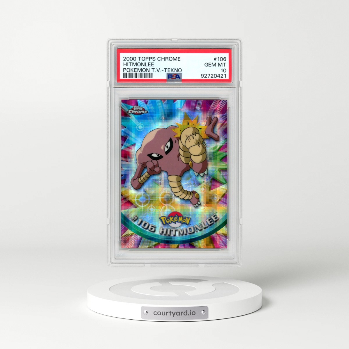 2000 Topps Chrome Pokémon T.V. #106 Hitmonlee - Tekno (PSA 10 GEM MINT)
