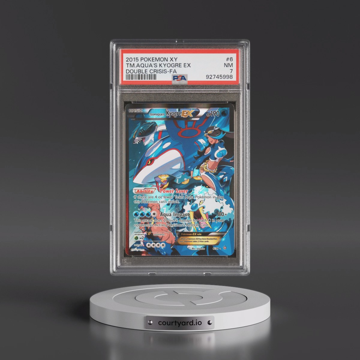 2015 Pokémon XY Double Crisis #6 Team Aqua's Kyogre EX - Holo Full Art (PSA 7 NM)