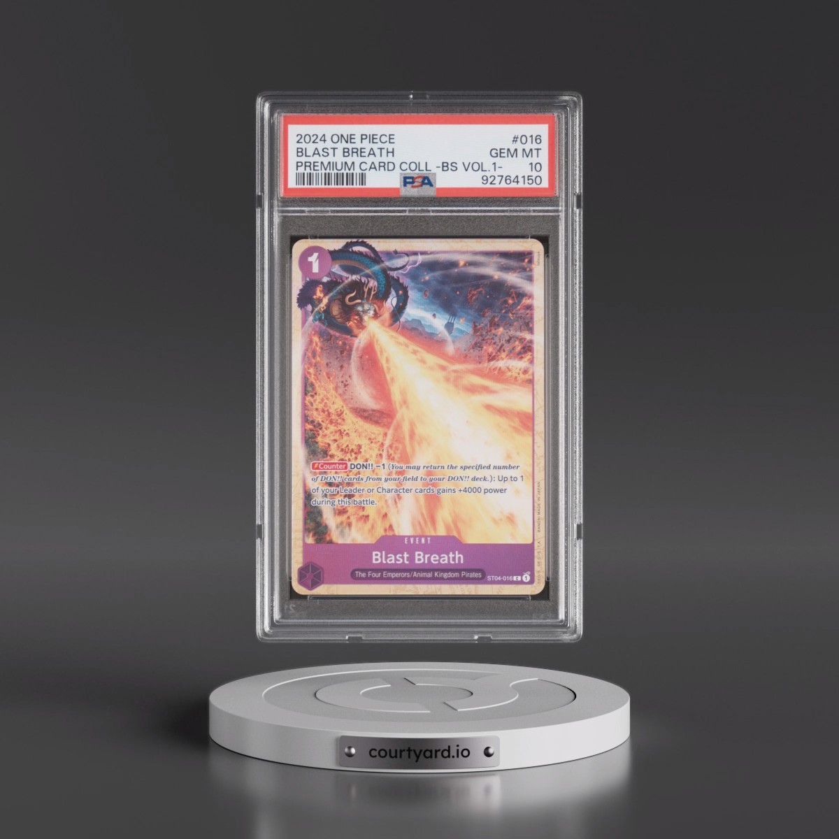 2024 One Piece Premium Card Collection -Best Selection Vol.1 #016 Blast Breath (PSA 10 GEM MINT)