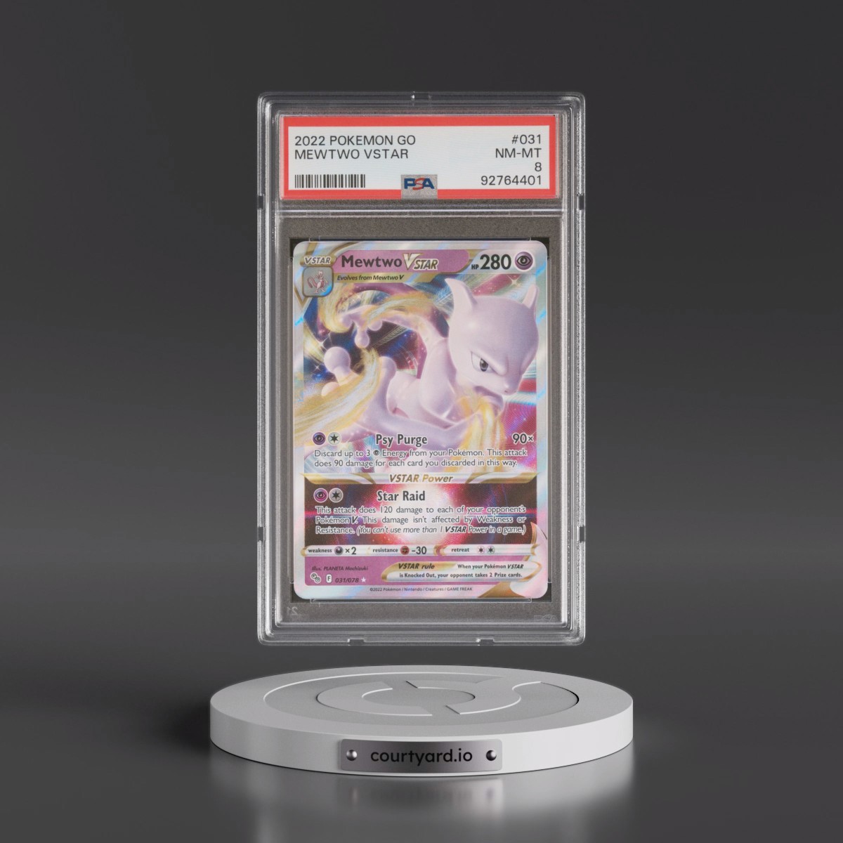 2022 Pokémon Go #031 Mewtwo Vstar (PSA 8 NM-MT)