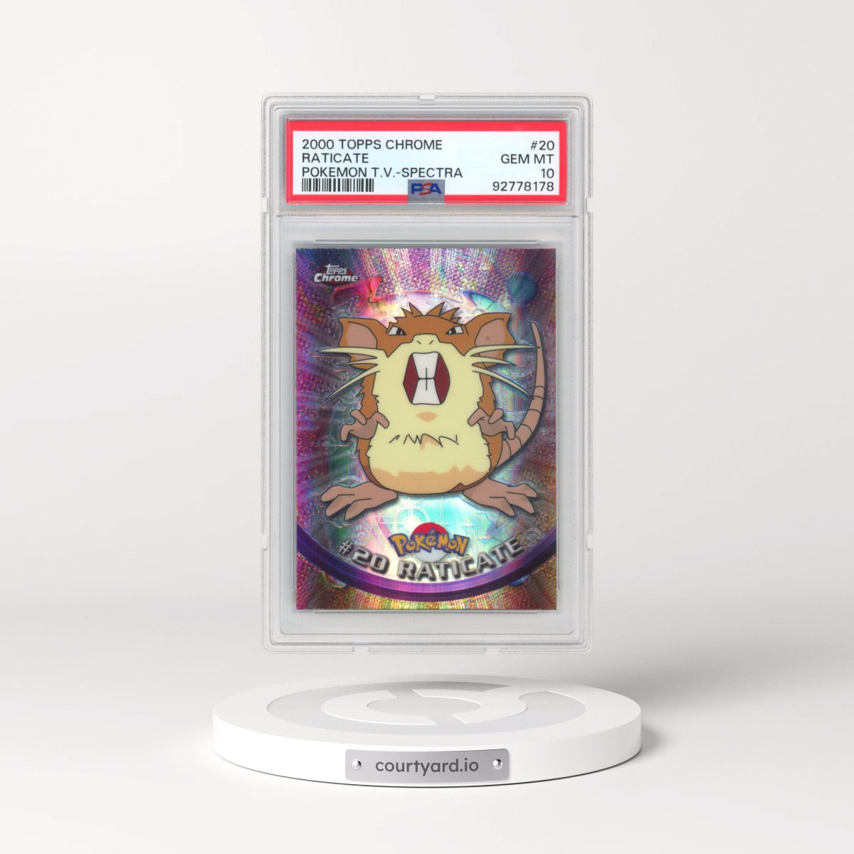 2000 Topps Chrome Pokémon T.V. #20 Raticate - Spectra (PSA 10 GEM MINT)