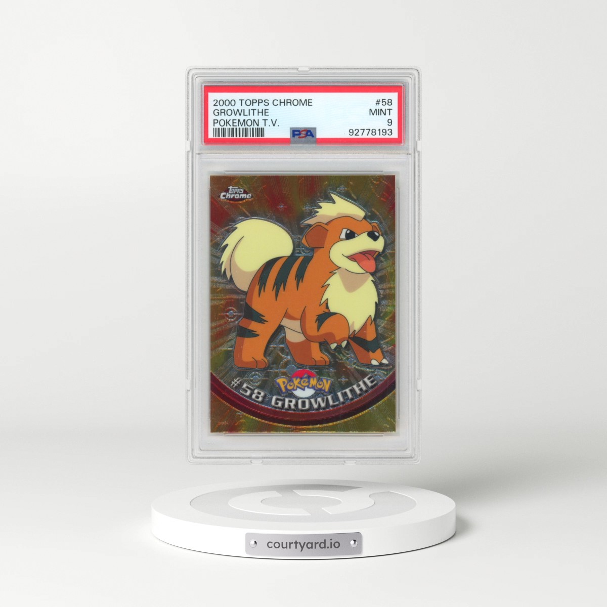 2000 Topps Chrome Pokémon T.V. #58 Growlithe (PSA 9 MINT)
