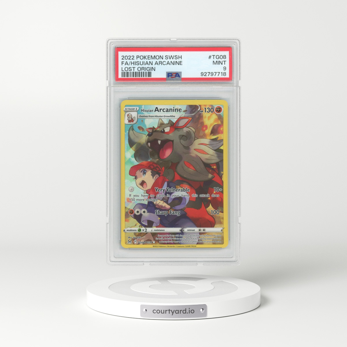 2022 Lost Origin #TG08 Hisuian Arcanine - Full Art Holo (PSA 9 MINT)