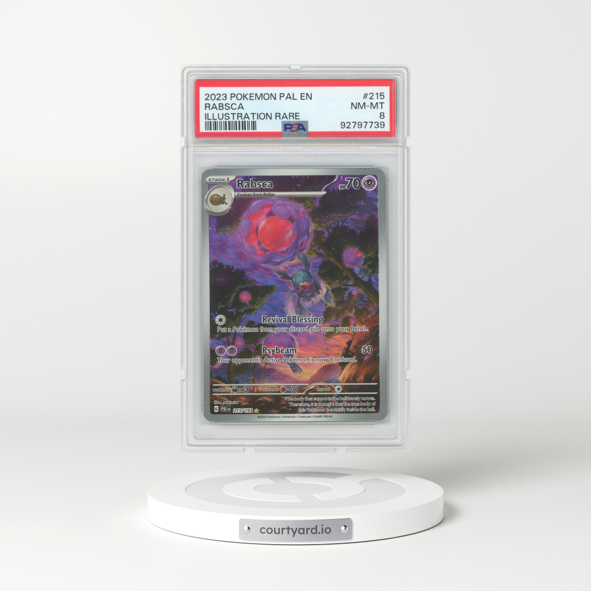 2023 Paldea Evolved #215 Rabsca - Full Art Holo (PSA 8 NM-MT)