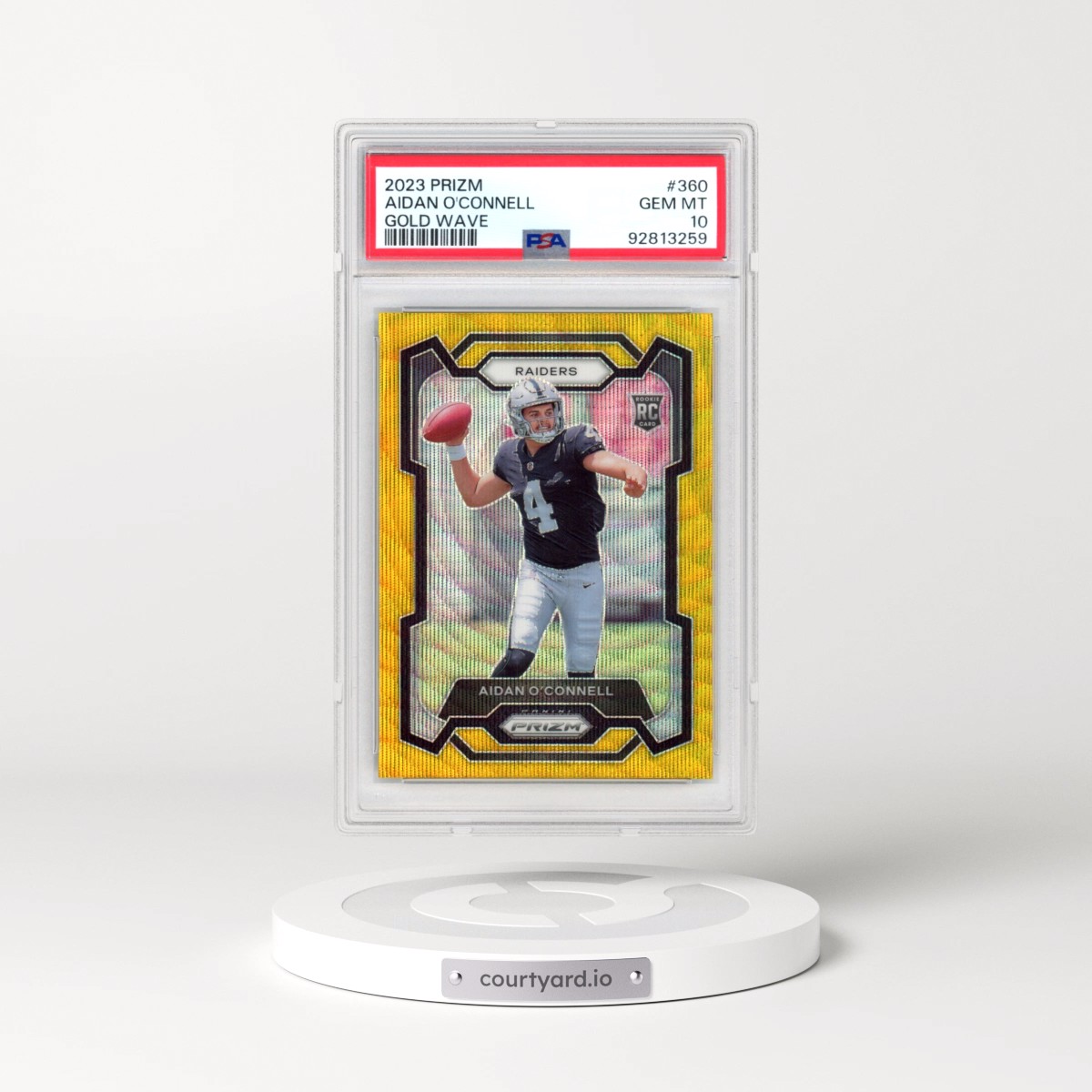 2023 Panini Prizm #360 Aidan O'Connell - Gold Wave (PSA 10 GEM MINT)