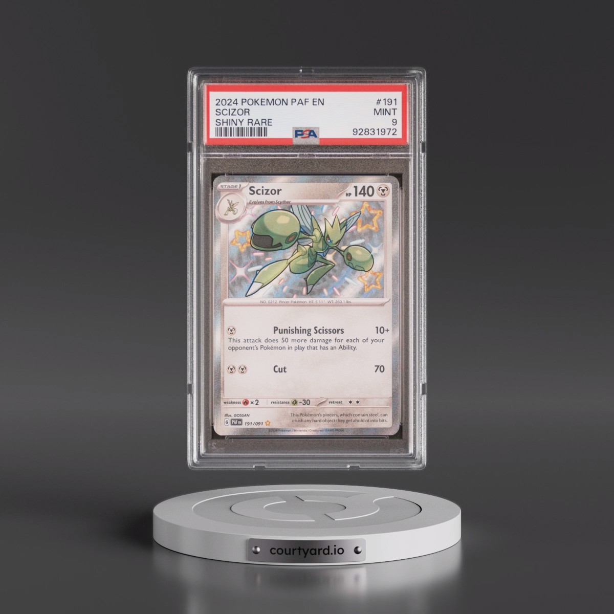 2024 Pokémon Paf EN-Paldean Fates #191 Scizor - Shiny Rare (PSA 9 MINT)
