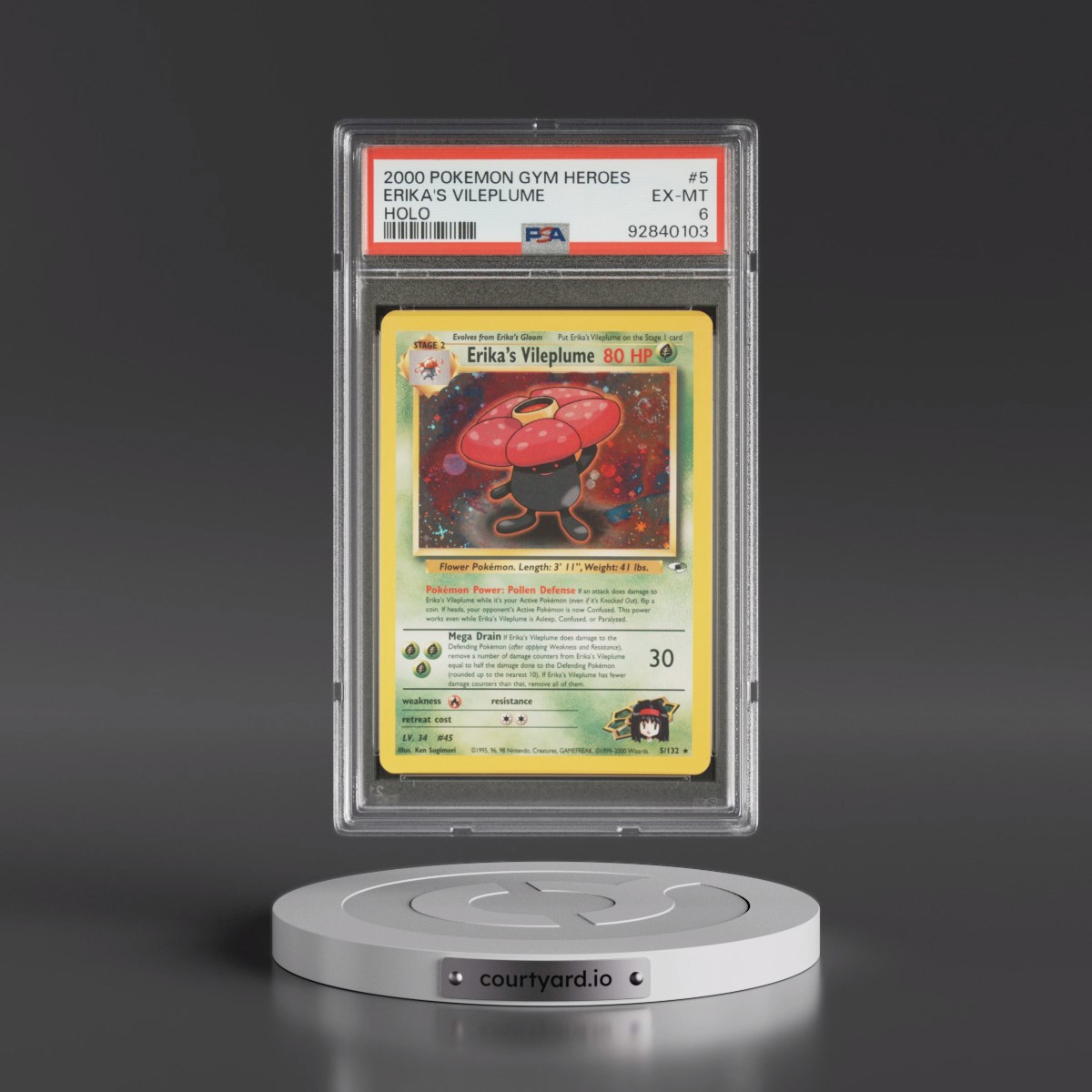 2000 Pokémon Gym Heroes #5 Erika's Vileplume - Holo (PSA 6 EX-MT)