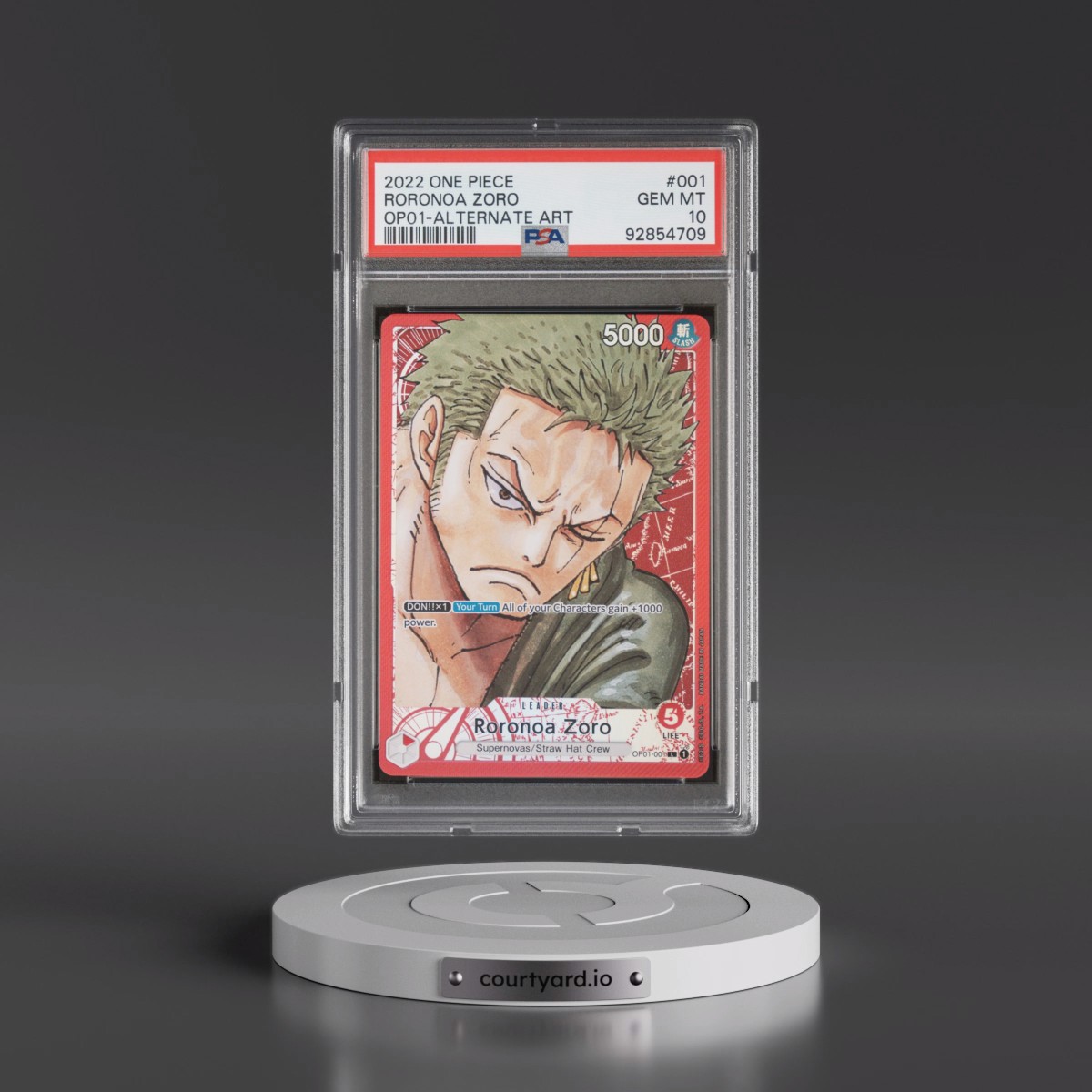2022 One Piece OP01-Romance Dawn #001 Roronoa Zoro - Alternate Art (PSA 10 GEM MINT)