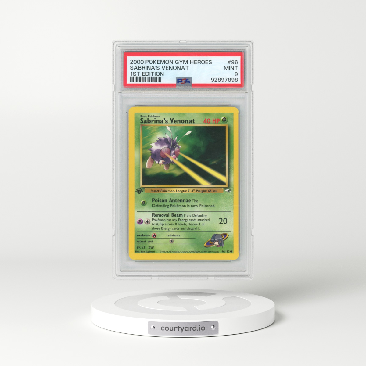 2000 Pokémon Gym Heroes #96 Sabrina's Venonat - 1st Edition (PSA 9 MINT)