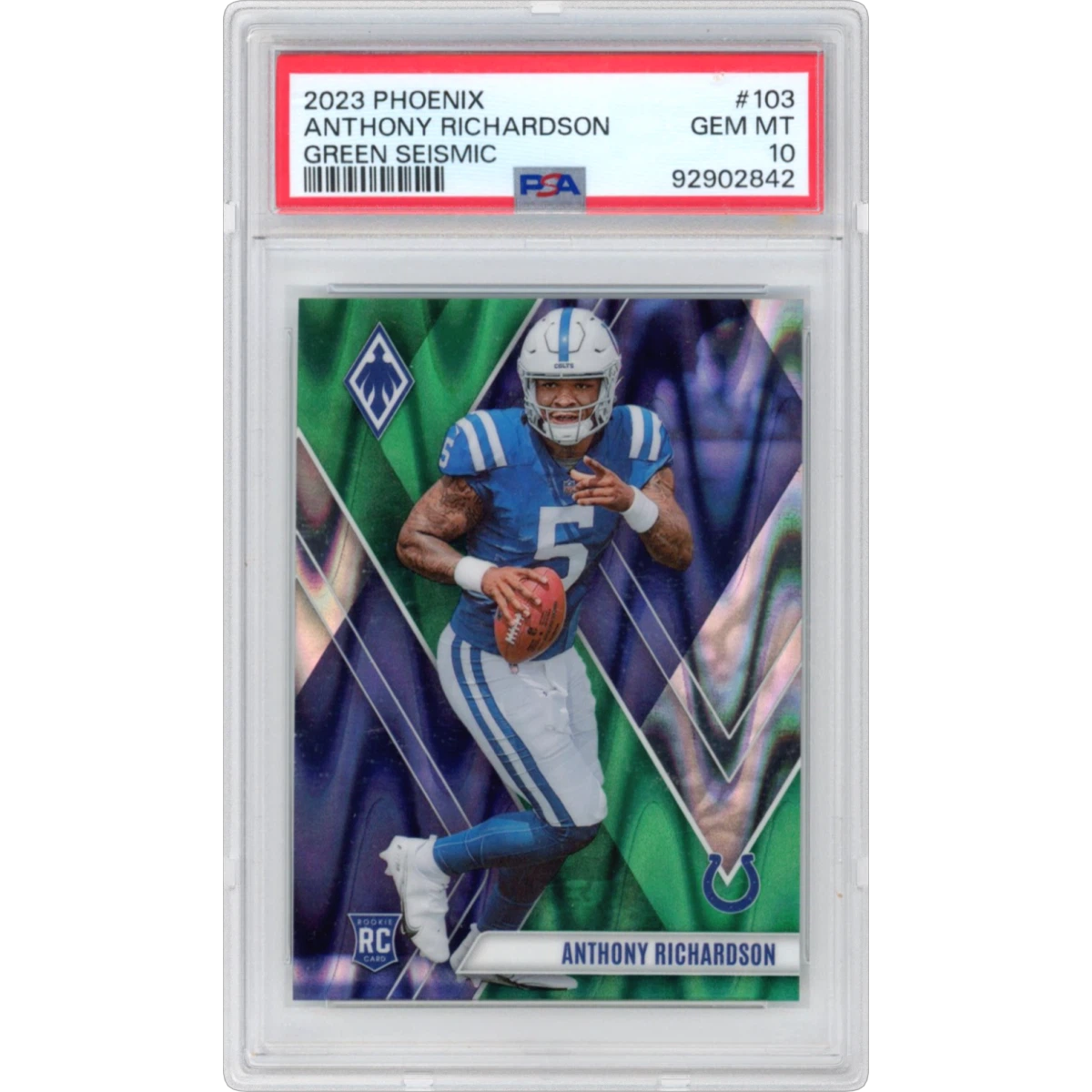 2023 Panini Phoenix #103 Anthony Richardson - Green Seismic (PSA 10 GEM MINT)