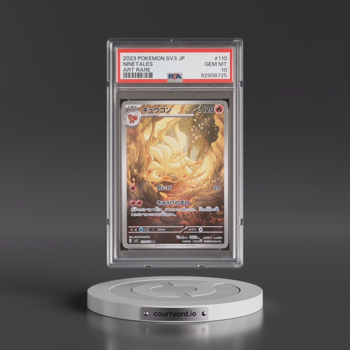 2023 Pokémon SV3-Ruler of the Black Flame #110 Ninetales - Art Rare (PSA 10 GEM MINT)