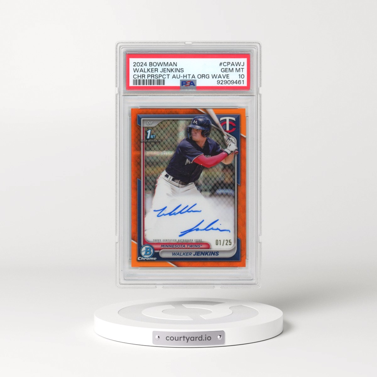 2024 Bowman Chrome Prospect Autographs #CPAWJ Walker Jenkins - Hta Orange Wave (PSA 10 GEM MINT)