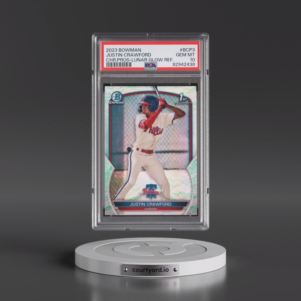 2023 Bowman Chrome Prospects Justin Crawford - Lunar Glow Refractor #BCP3 PSA 10
