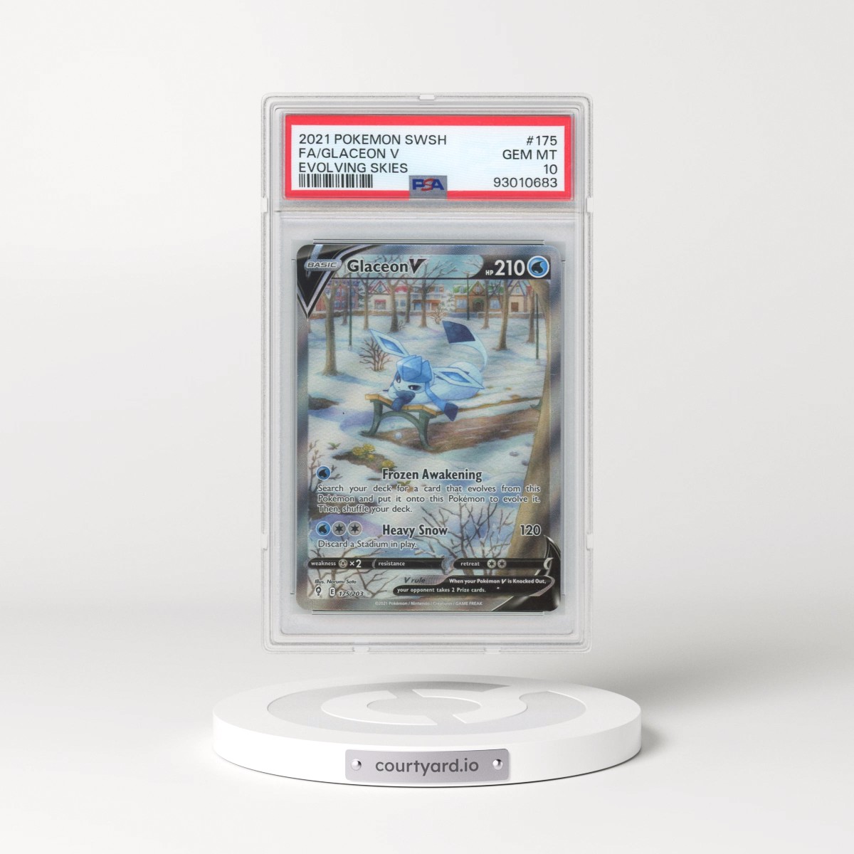 2021 Pokémon Sword & Shield Evolving Skies #175 Glaceon V - Holo Full Art (PSA 10 GEM MINT)
