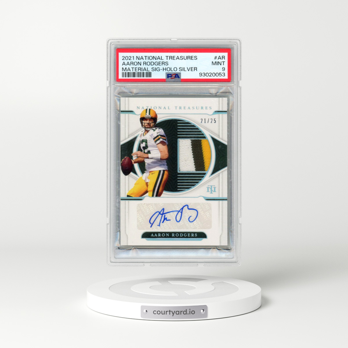 2021 Panini National Treasures Material Signatures #AR Aaron Rodgers - Holo Silver (PSA 9 MINT)