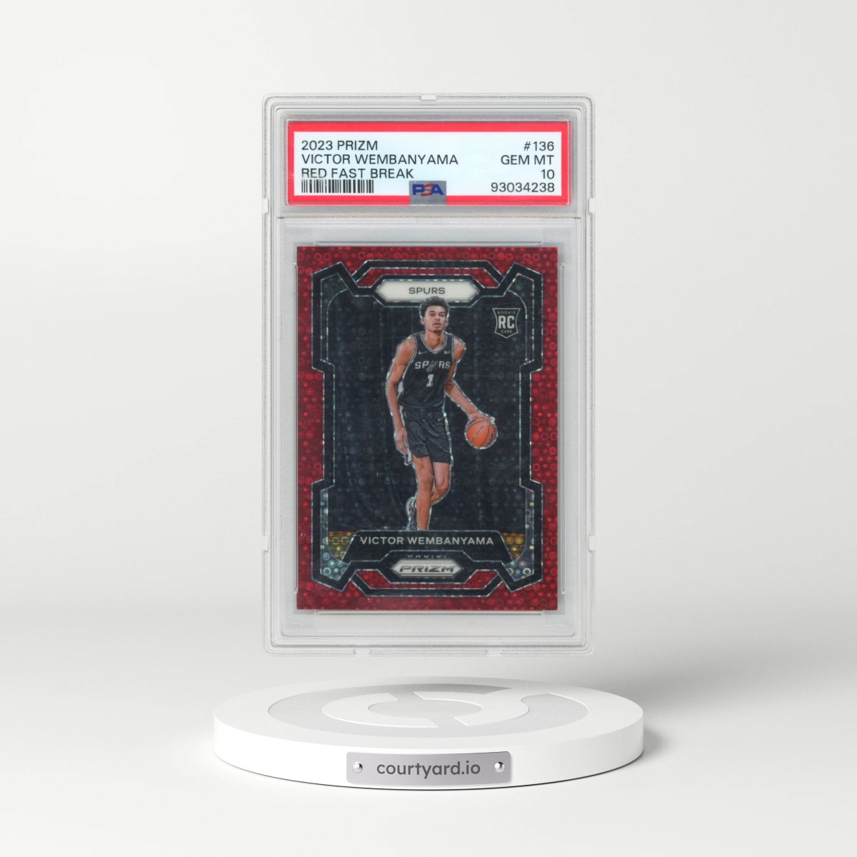 2023 Panini Prizm #136 Victor Wembanyama - Red Fast Break (PSA 10 GEM MINT)