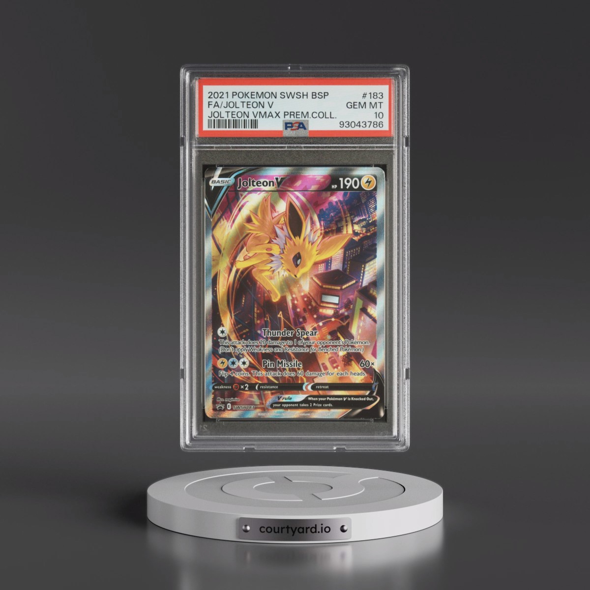 2021 Pokémon Swsh Black Star Promo #183 Jolteon V - Holo Full Art Jolteon Vmax Premium Collection (PSA 10 GEM MINT)