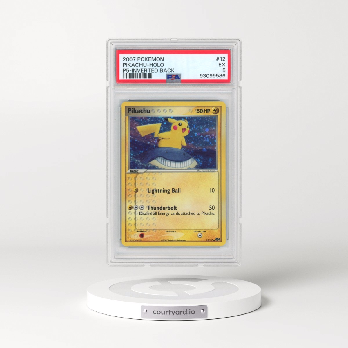 2007 Pokémon Pop Series 5 #12 Pikachu - Holo Inverted Back Error (PSA 5 EX)