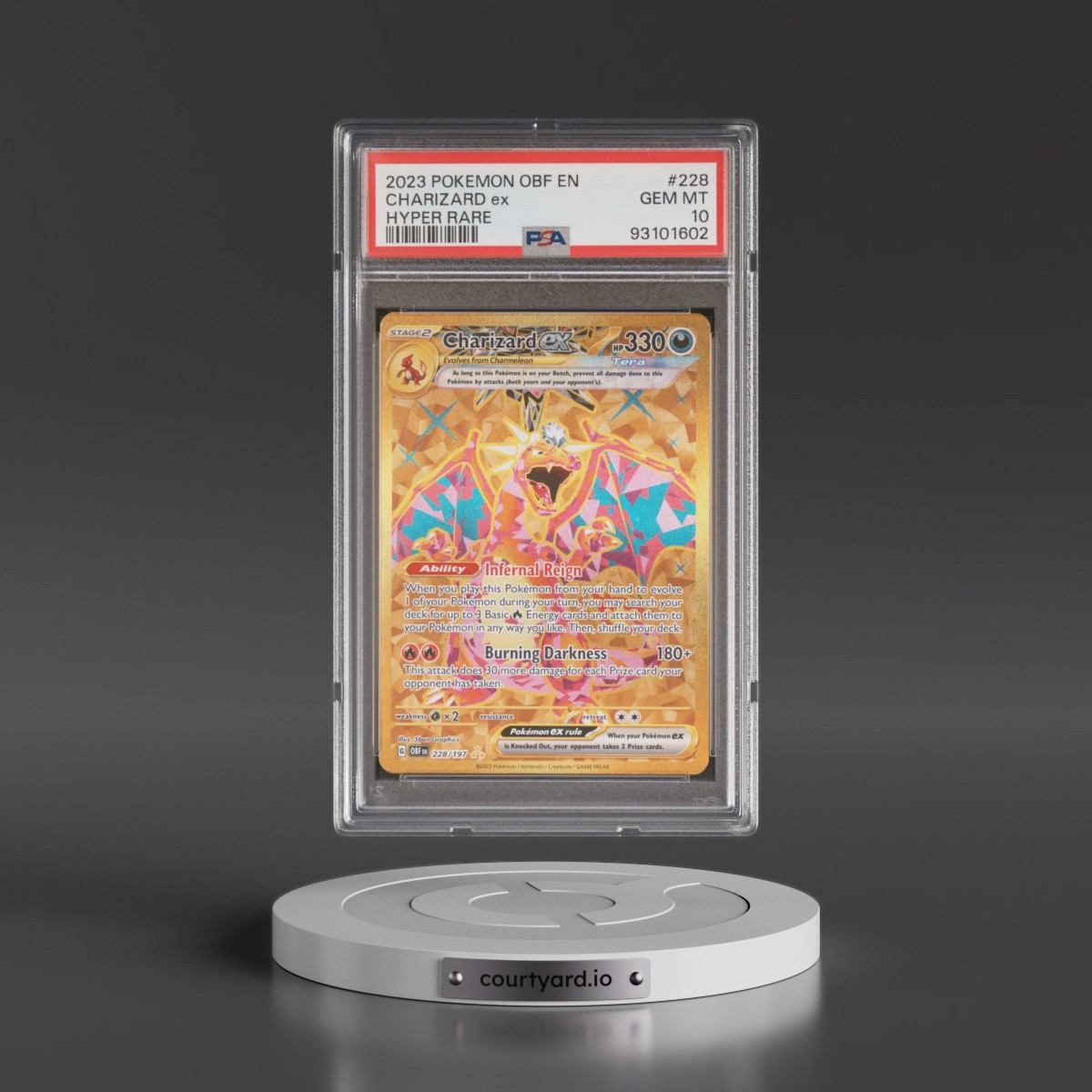 2023 Pokémon Obf EN-Obsidian Flames #228 Charizard EX - Holo Hyper Rare (PSA 10 GEM MINT)