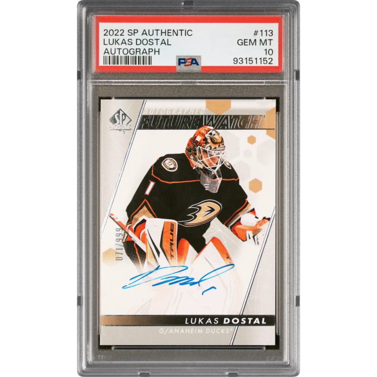 2022 SP Authentic #113 Lukas Dostal - Autograph (PSA 10 GEM MINT)
