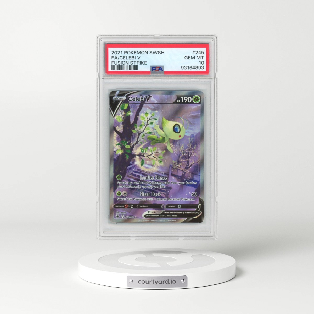 2021 Pokémon Sword & Shield Fusion Strike #245 Celebi V - Holo Full Art (PSA 10 GEM MINT)