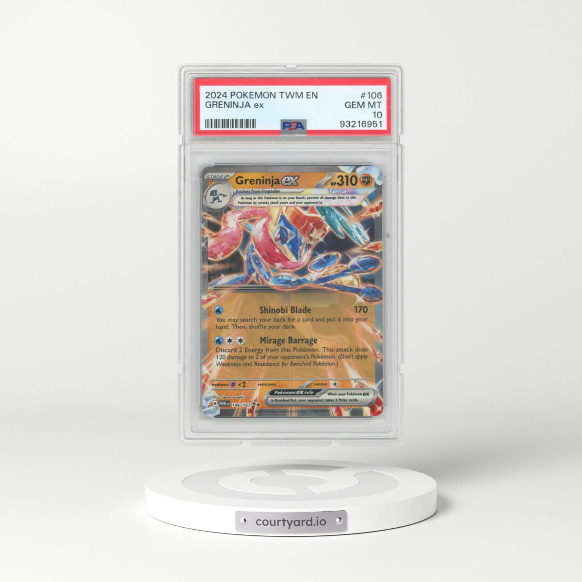 2024 Twilight Masquerade - TWM EN #106 Greninja ex (PSA 10 GEM MINT)