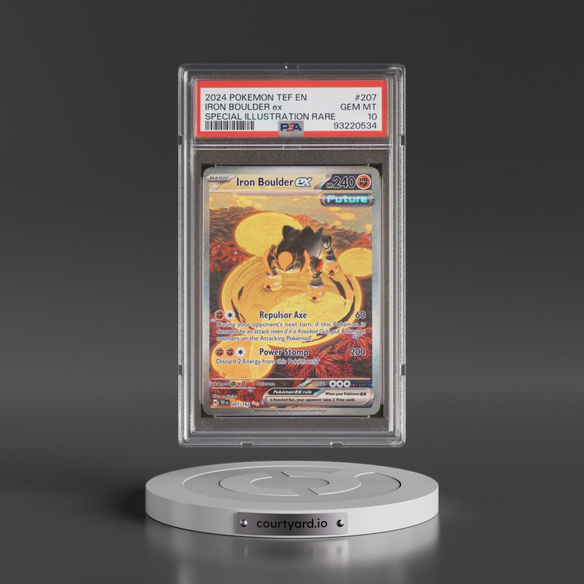 2024 Pokémon Tef EN-Temporal Forces #207 Iron Boulder EX - Holo Special Illustration Rare (PSA 10 GEM MINT)