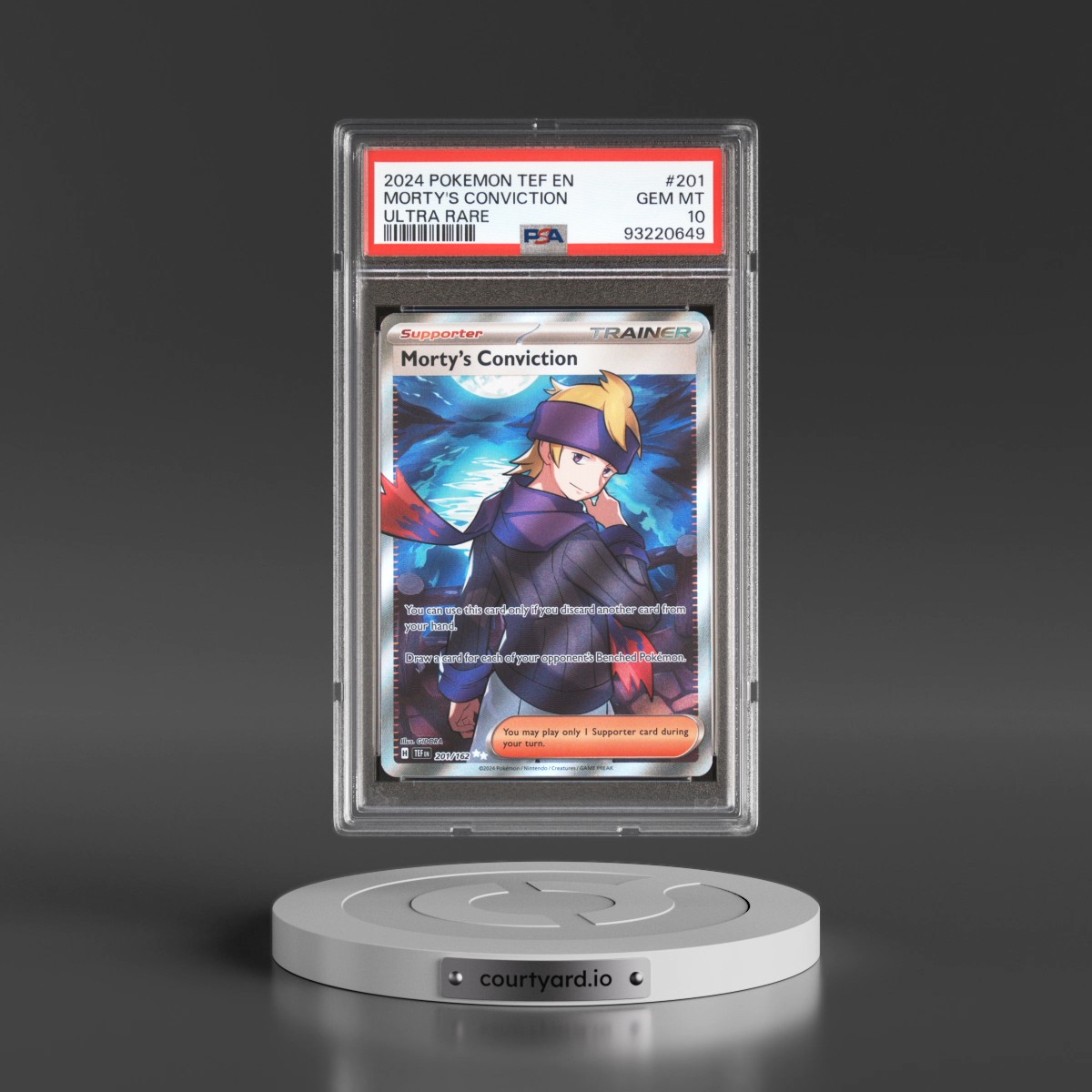 2024 Pokémon Tef EN-Temporal Forces #201 Morty's Conviction - Ultra Rare (PSA 10 GEM MINT)