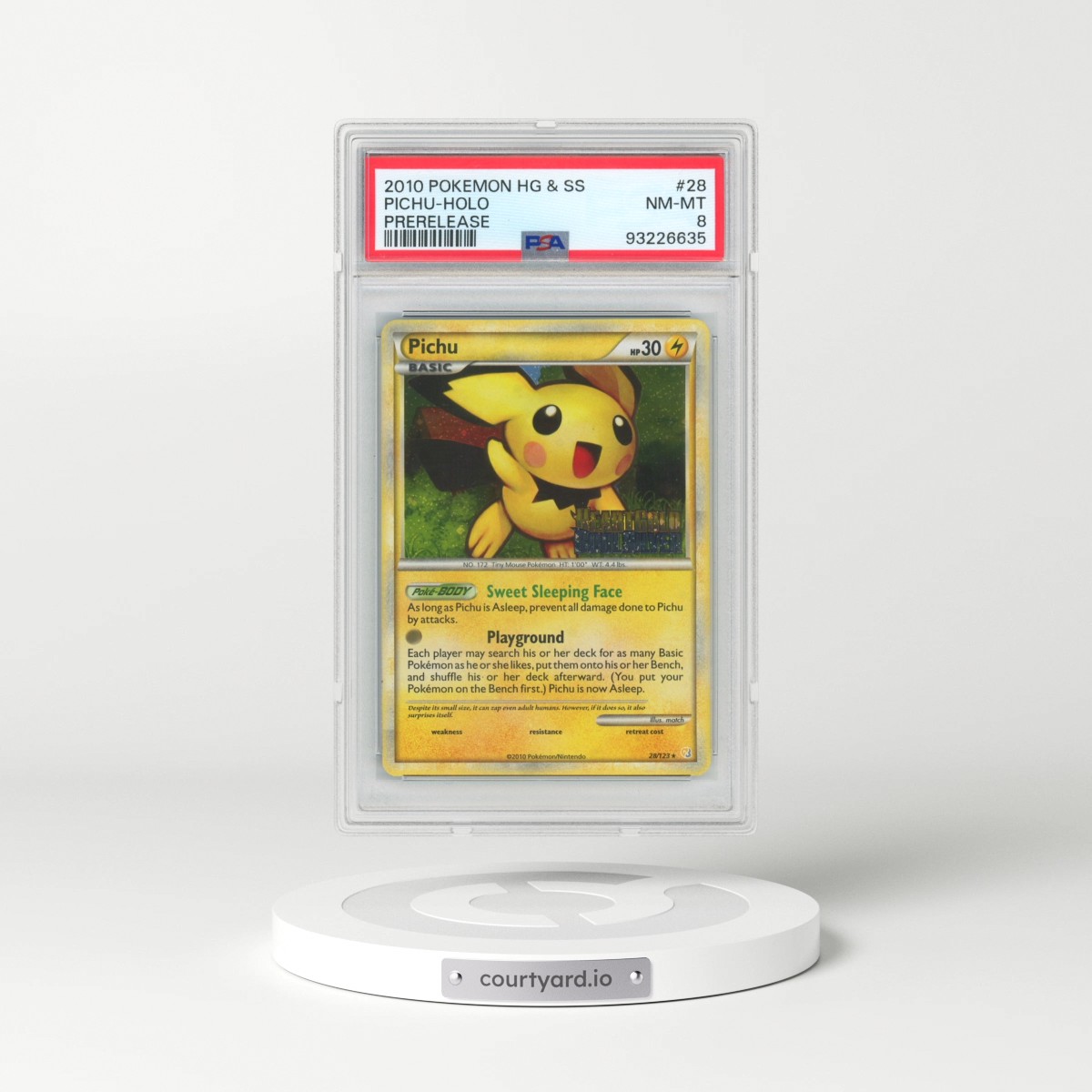 2010 Pokémon Heartgold & Soulsilver #28 Pichu - Holo Prerelease (PSA 8 NM-MT)