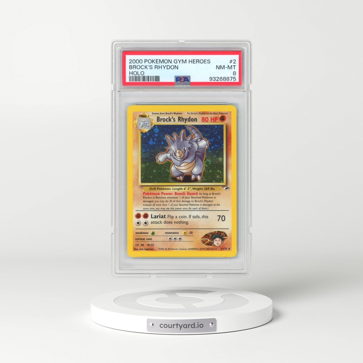 2000 Pokémon Gym Heroes #2 Brock's Rhydon - Holo (PSA 8 NM-MT)