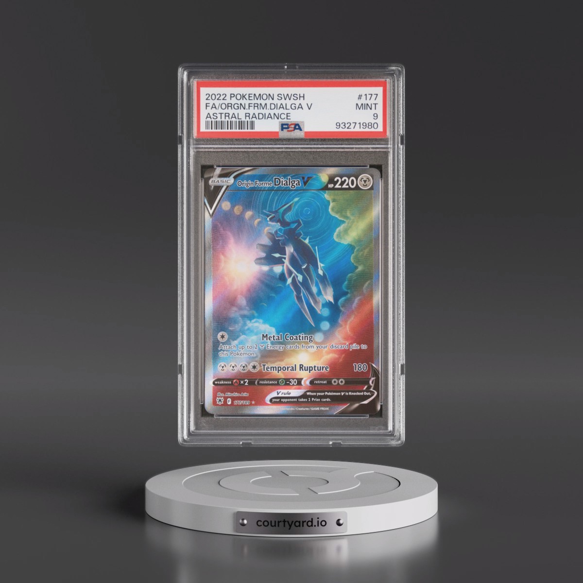 2022 Pokémon Sword & Shield Astral Radiance Origin Forme Dialga V - Holo Full Art #177 PSA 9