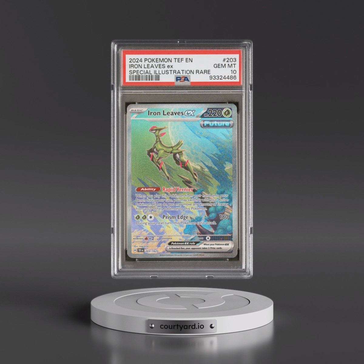 2024 Pokémon Tef EN-Temporal Forces #203 Iron Leaves EX - Holo Special Illustration Rare (PSA 10 GEM MINT)