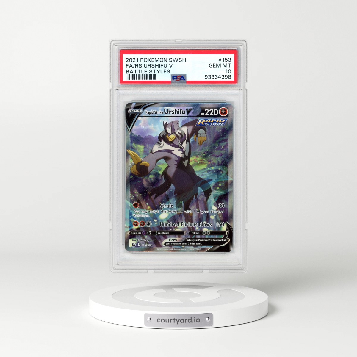 2021 Pokémon Sword & Shield Battle Styles #153 Rapid Strike Urshifu V - Holo Full Art (PSA 10 GEM MINT)