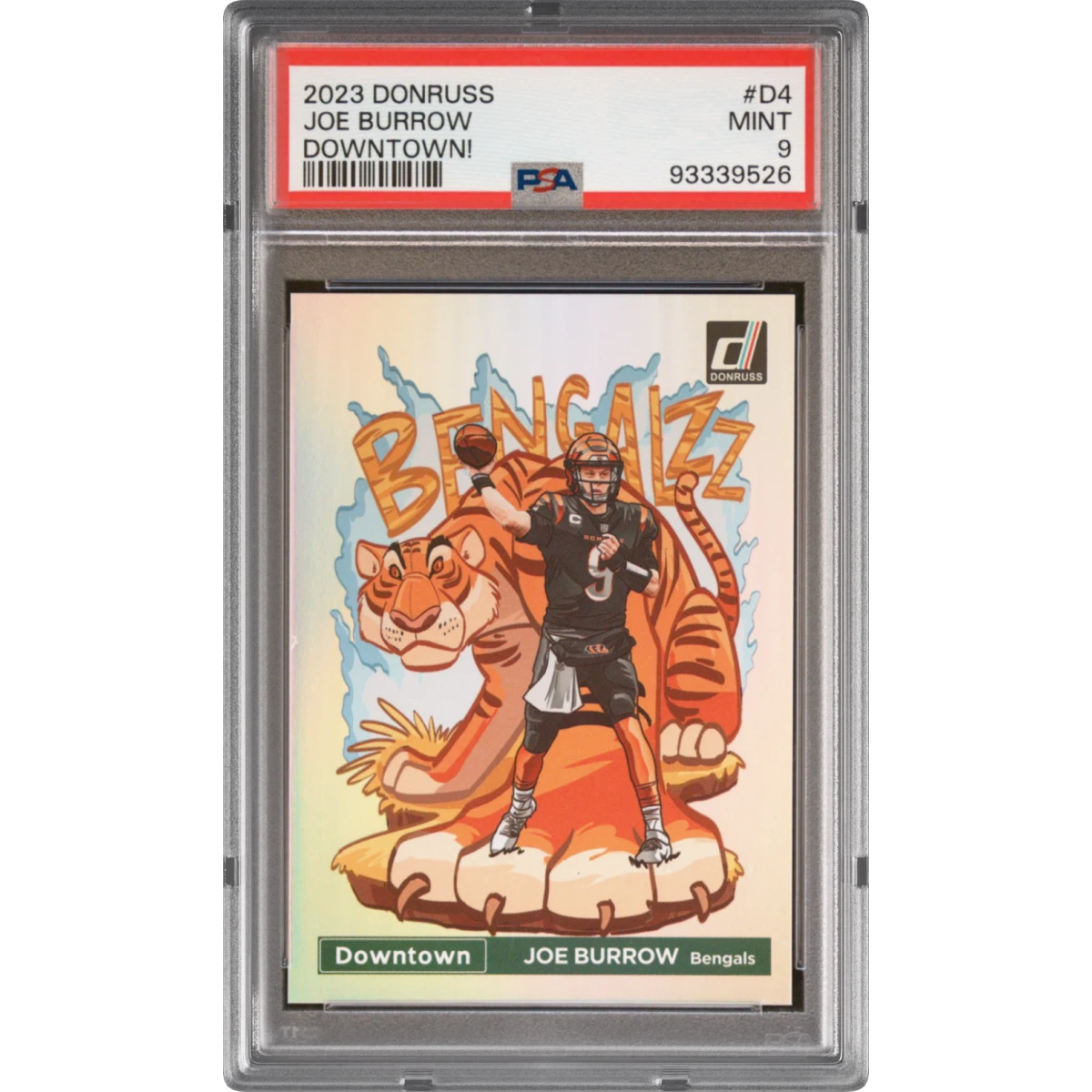 2023 Panini Donruss Downtown! #D4 Joe Burrow, PSA 9