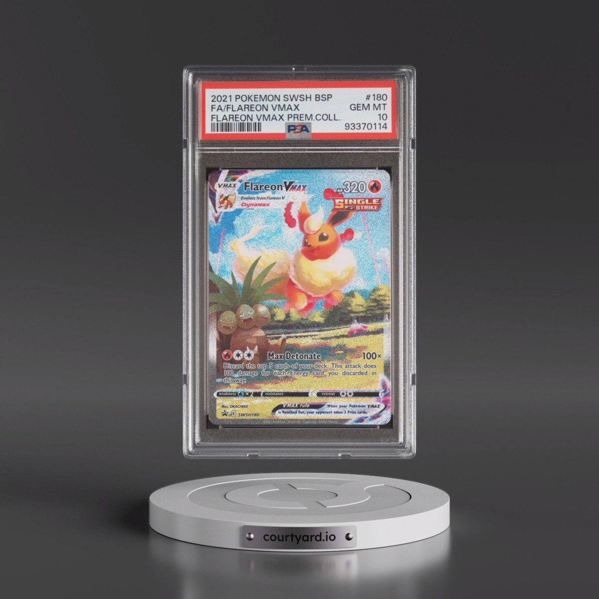 2021 Pokémon Swsh Black Star Promo #180 Flareon Vmax - Full Art Flareon Vmax Premium Collection (PSA 10 GEM MINT)