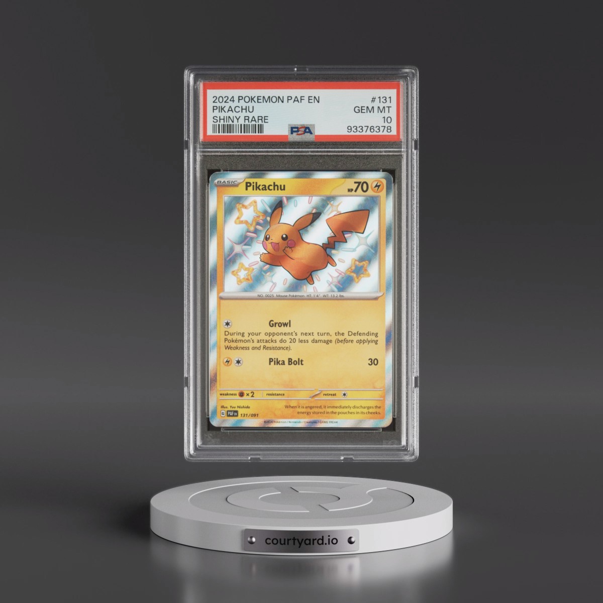 2024 Pokémon Paf EN-Paldean Fates #131 Pikachu - Shiny Rare (PSA 10 GEM MINT)
