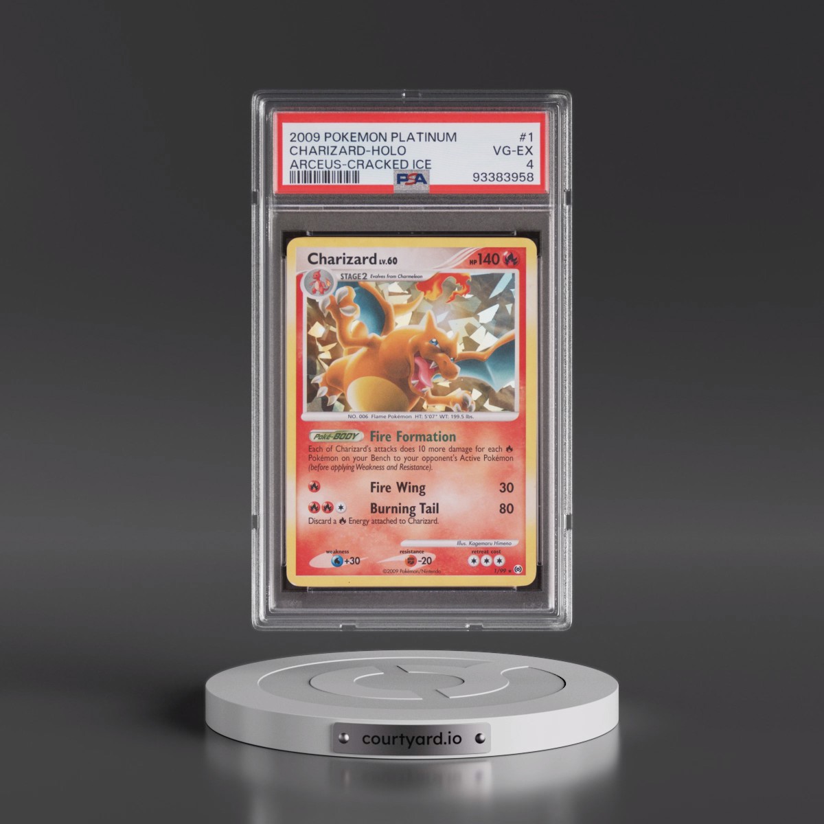 2009 Pokémon Platinum Arceus #1 Charizard - Holo Cracked Ice (PSA 4 VG-EX)