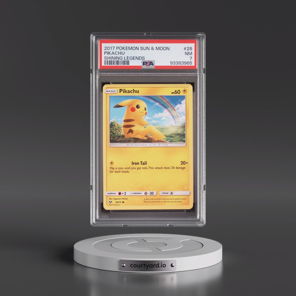 2017 Pokémon Sun & Moon Shining Legends #28 Pikachu (PSA 7 NM)
