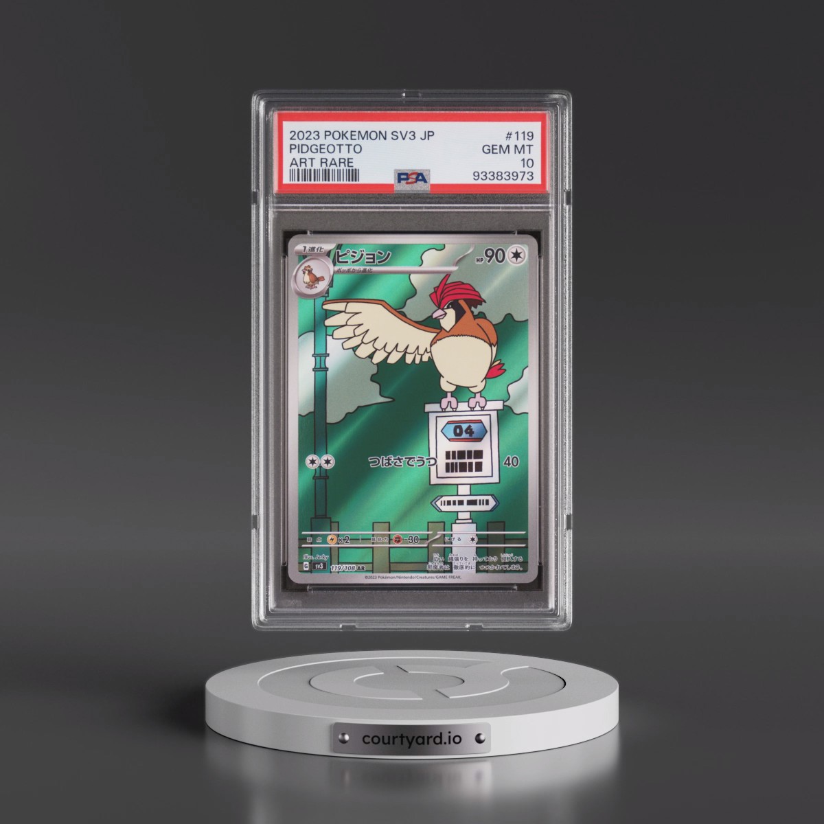 2023 Pokémon SV3-Ruler of the Black Flame #119 Pidgeotto - Art Rare (PSA 10 GEM MINT)