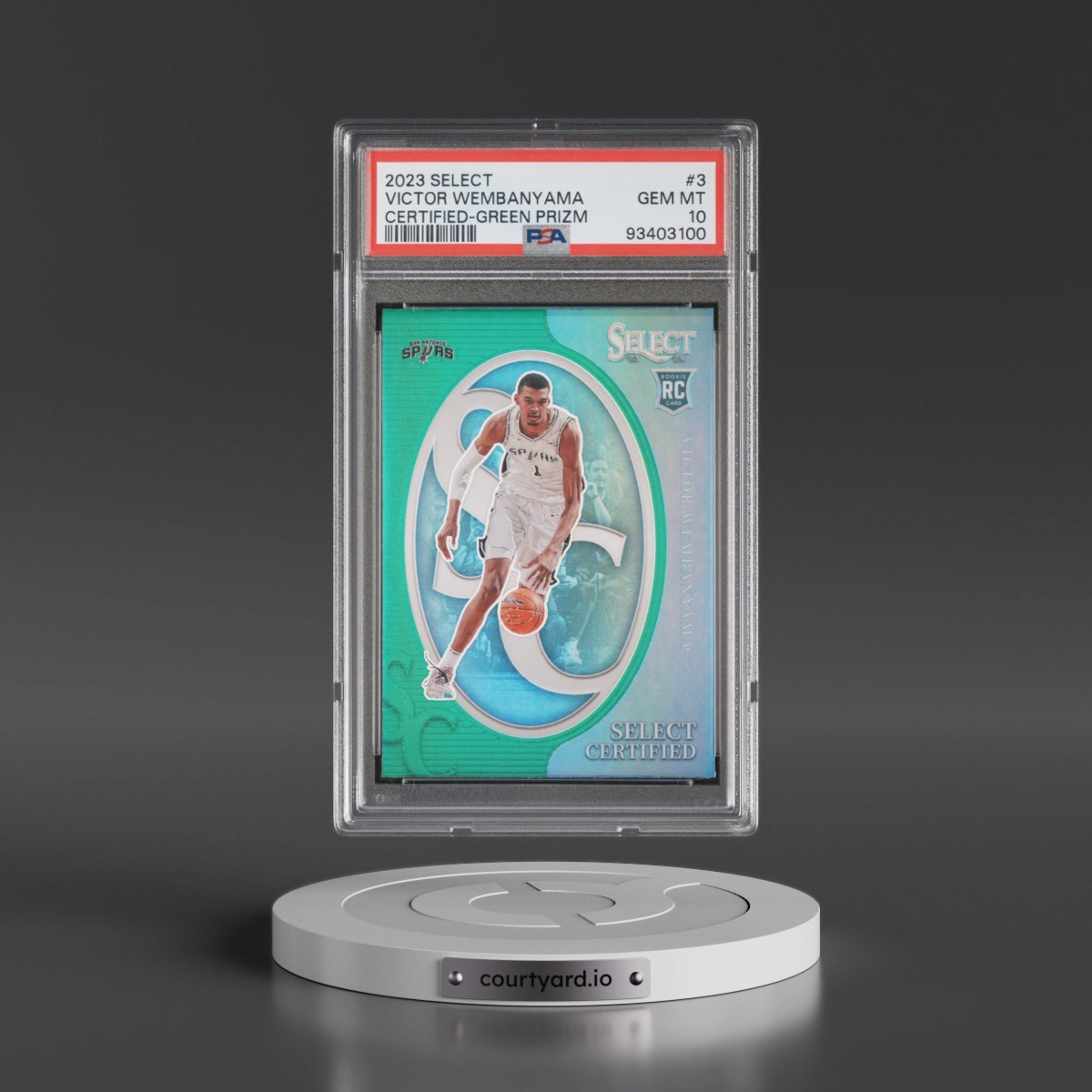 2023 Panini Select Select Certified #3 Victor Wembanyama - Green Prizm (PSA 10 GEM MINT)