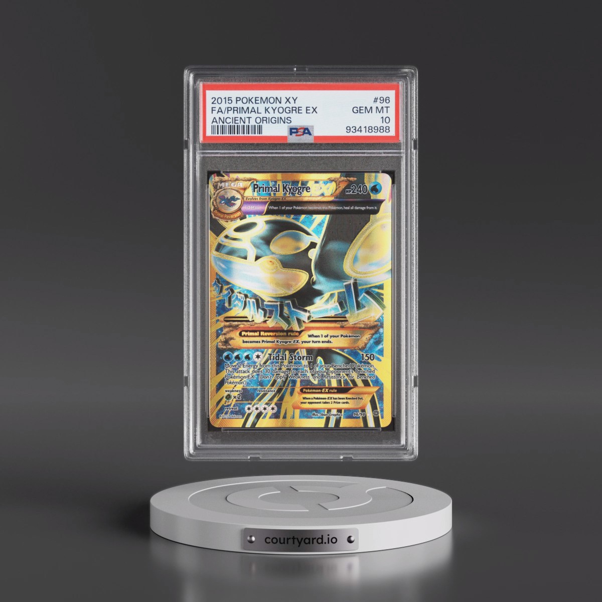 2015 Pokémon XY Ancient Origins #96 Primal Kyogre EX - Holo Full Art (PSA 10 GEM MINT)