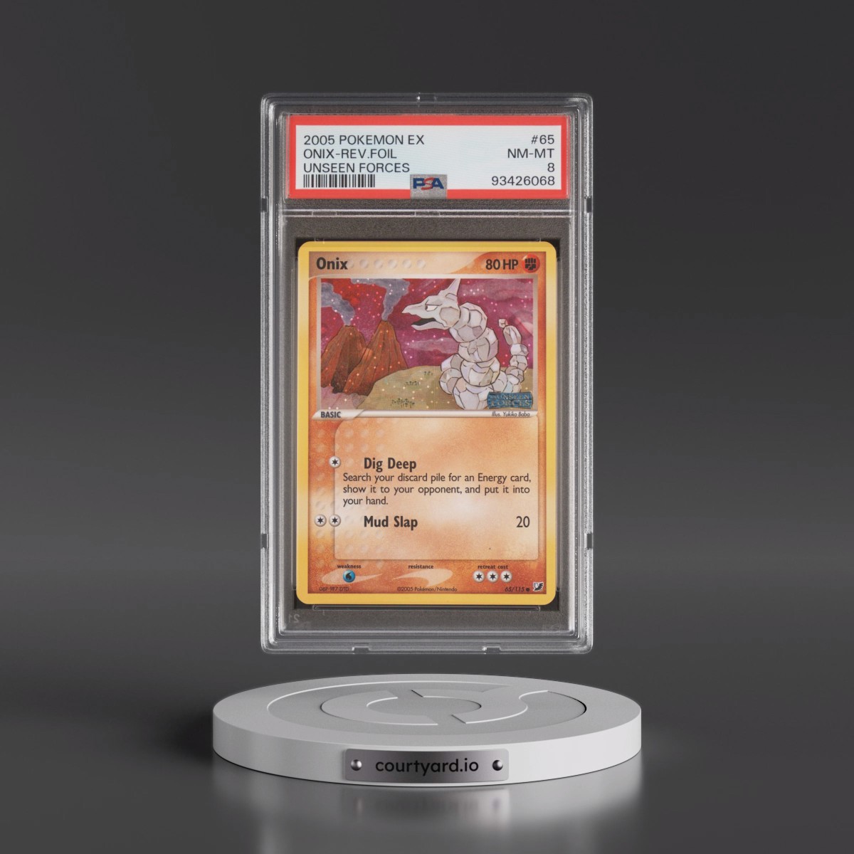 2005 Pokémon EX Unseen Forces #65 Onix - Reverse Foil (PSA 8 NM-MT)