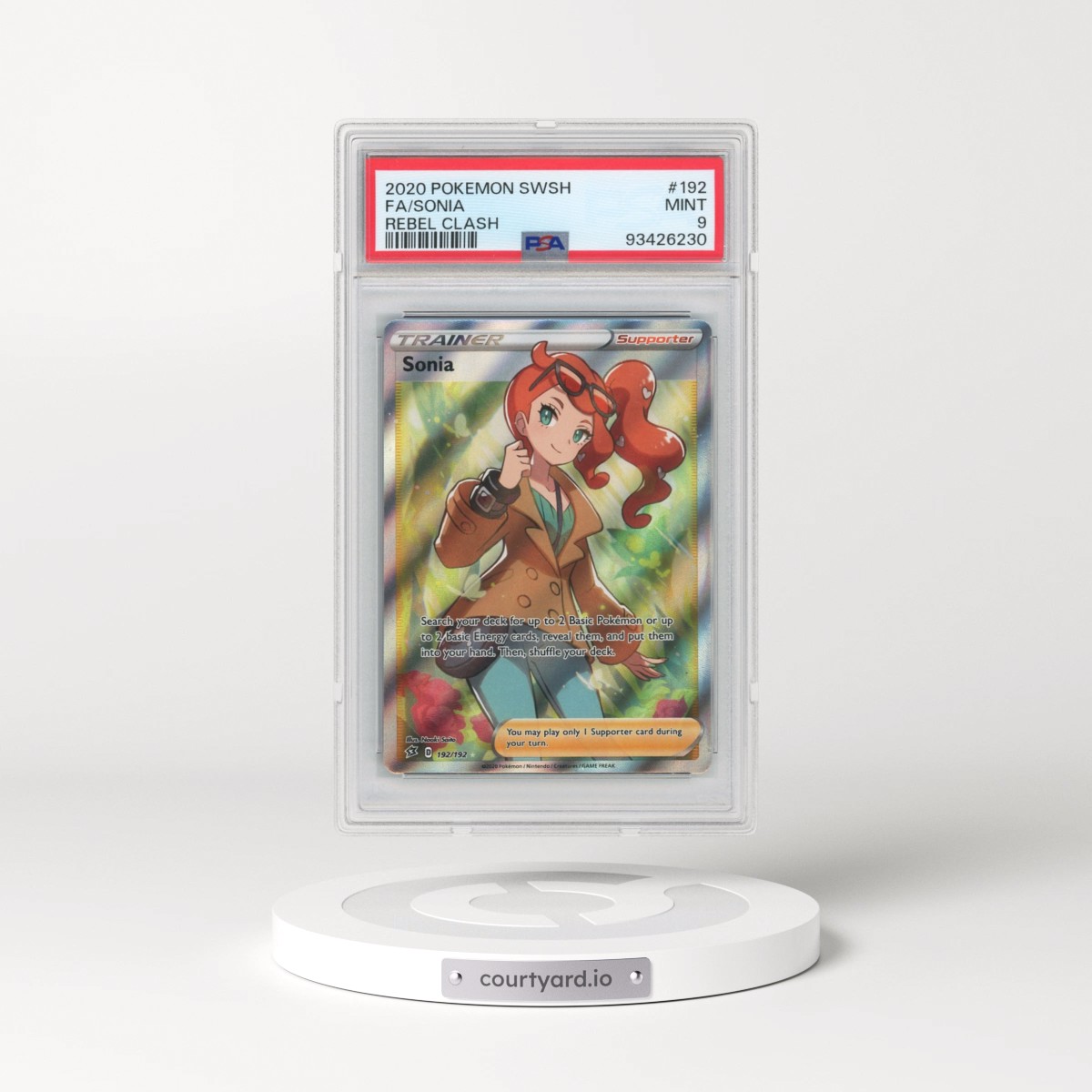 2020 Pokémon Sword & Shield Rebel Clash #192 Sonia - Full Art (PSA 9 MINT)