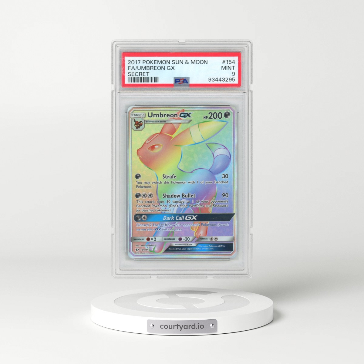 2017 Pokémon Sun & Moon #154 Umbreon GX - Holo Full Art Secret (PSA 9 MINT)