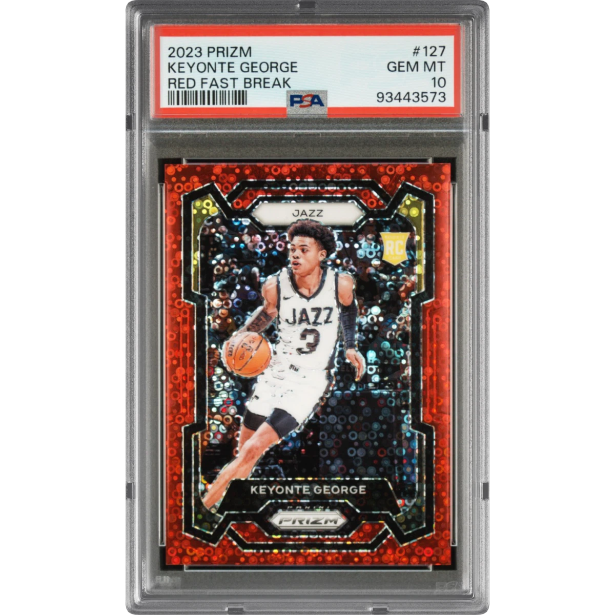 2023 Panini Prizm #127 Keyonte George - Red Fast Break (PSA 10 GEM MINT)
