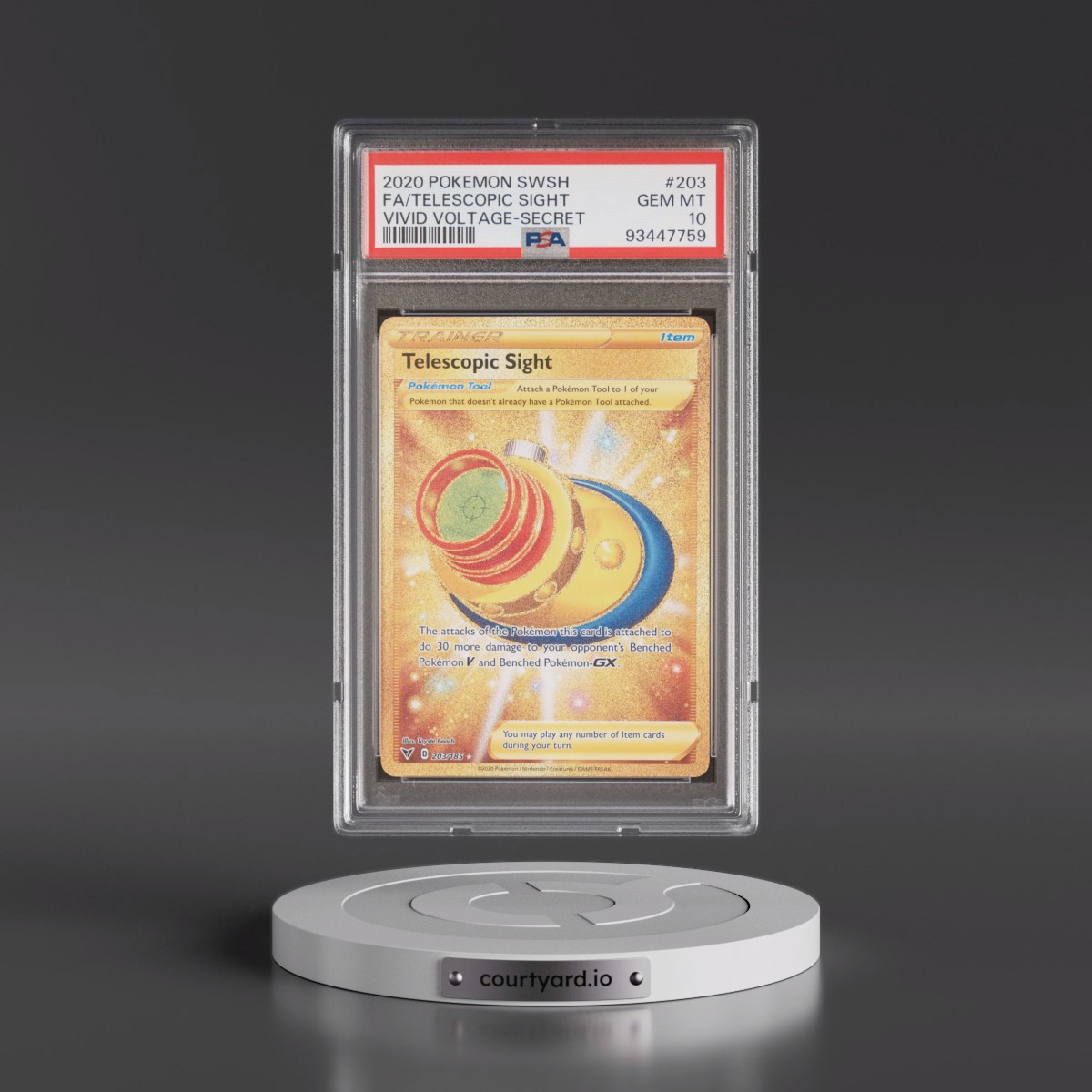 2020 Pokémon Sword & Shield Vivid Voltage #203 Telescopic Sight - Full Art Secret (PSA 10 GEM MINT)