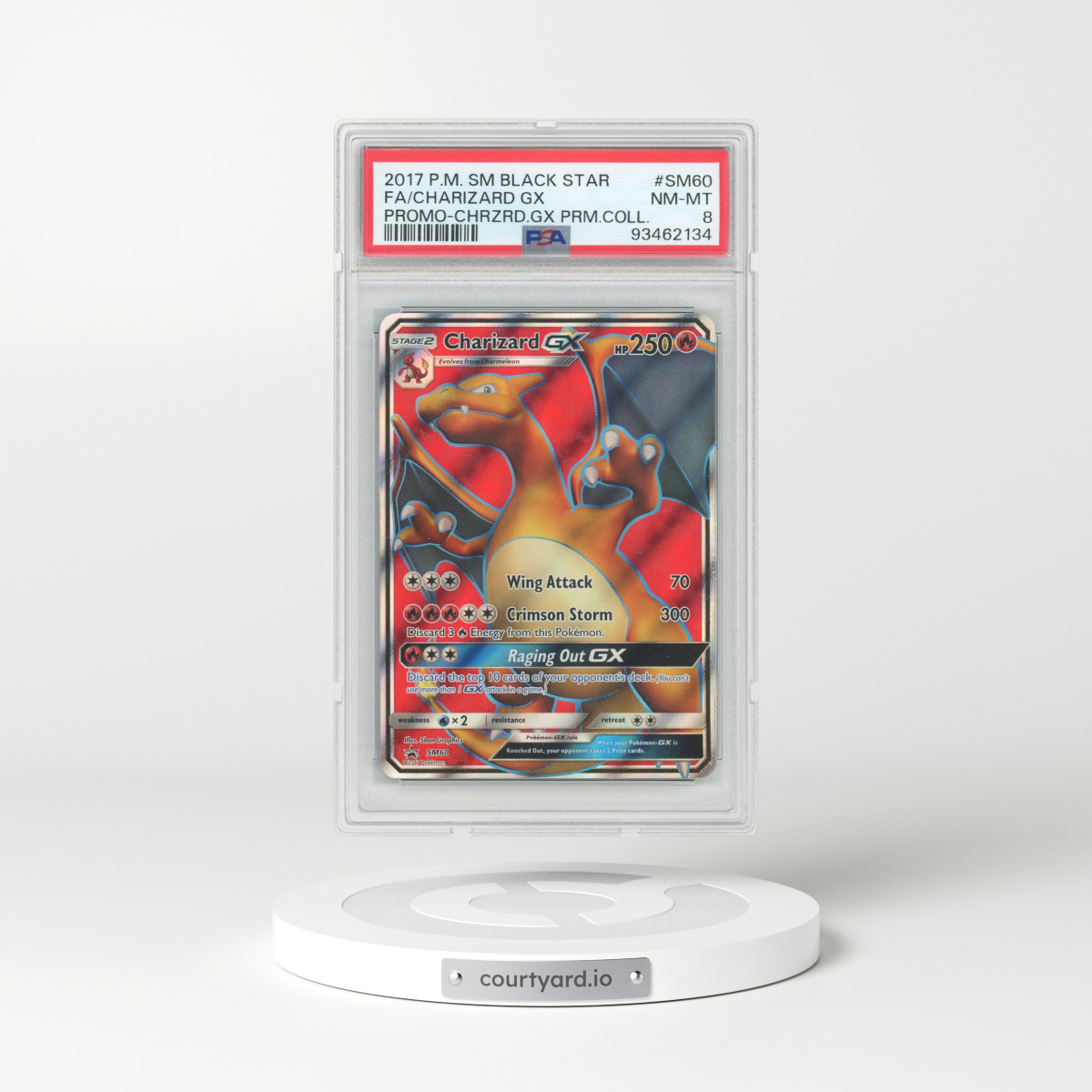 2017 Sun & Moon Promos #SM60 Charizard GX - Full Art Holo (PSA 8 NM-MT)