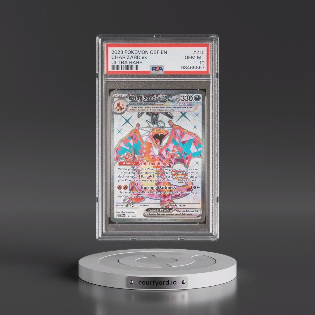2023 Pokémon Obf EN-Obsidian Flames #215 Charizard EX - Holo Ultra Rare (PSA 10 GEM MINT)